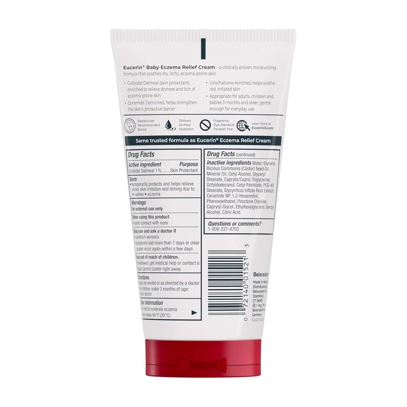 Eucerin Baby Eczema Relief Cream - Steroid & Fragrance Free | 5 oz Tube for Ages 3+