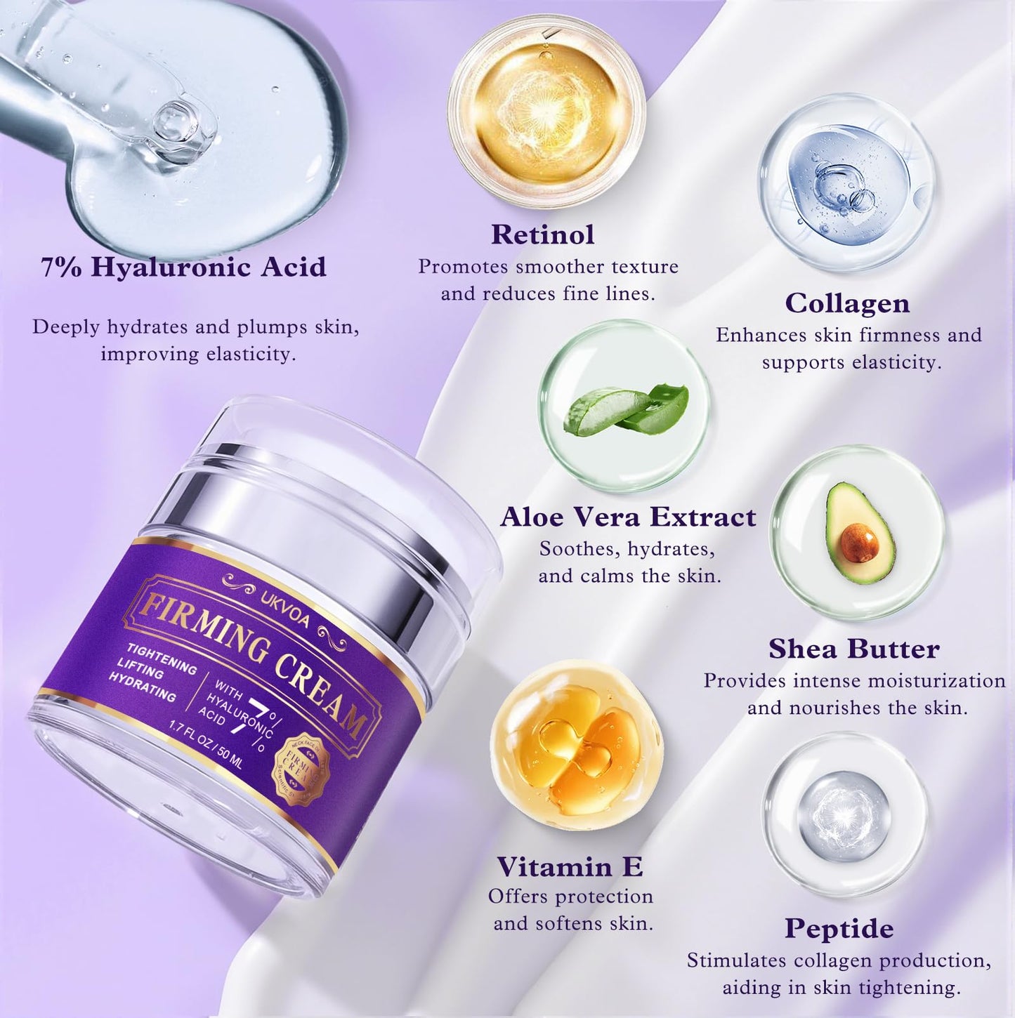 UKVOA Retinol Neck & Face Wrinkle Cream for Women, 1.7 Fl Oz