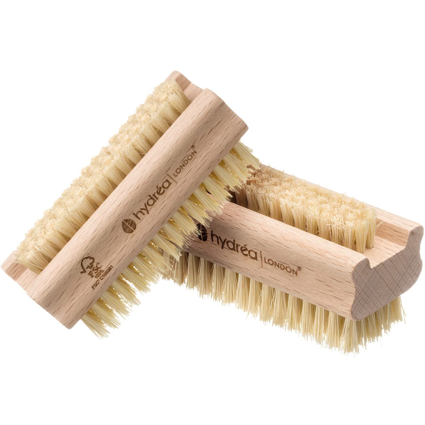 Hydréa London Beechwood Nail Brush Set - Extra Tough FSC® Certified with Firm Cactus Bristles | Twin Pack