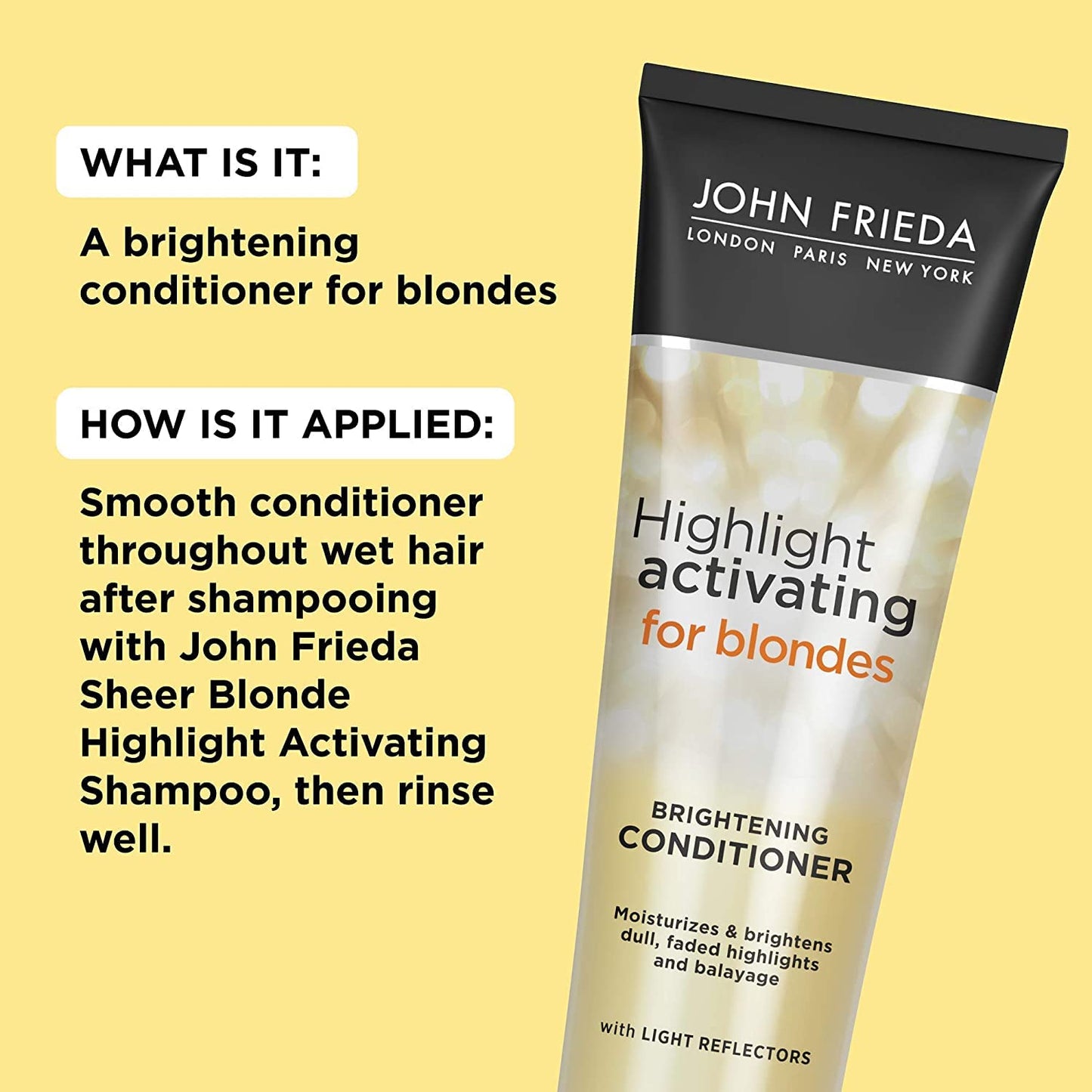 John Frieda Sheer Blonde Highlight Activating Enhancing Conditioner (For Lighter Blondes), 8.45 Oz