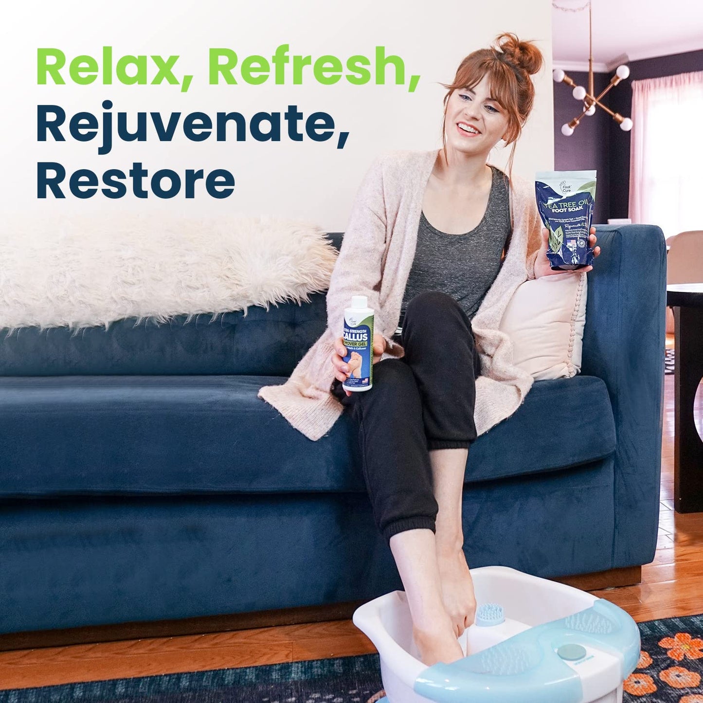 Tea Tree Foot Soak & Callus Remover Gel Kit - Extra Strength Treatment for Cracked Heels & Dry Feet | Epsom Salts Included