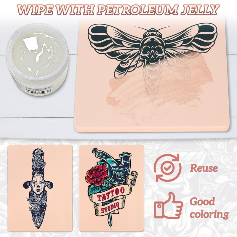 3mm Tattoo Fake Skin, 10 Pcs Pure Silicone Tattoos Practice Skin, Double Sides Real Thick Feeling Soft Skins, Tattooing Microblading Eyebrow Lip Practice or Display for Beginners