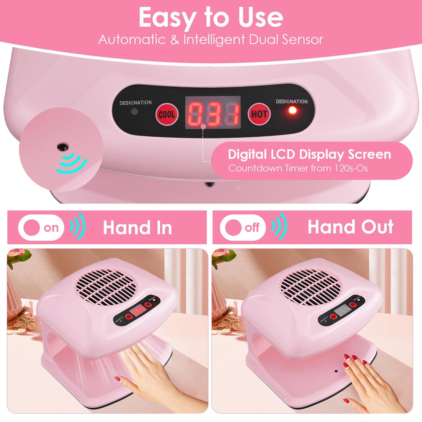 Soiiw Nail Dryer Professional 300W Quick Drying Gentle Nail Dryer Fan for Regular Polish Acrylic Dip Powder Nail Dehydrator Primer with Hot & Cold Air Nail Tech for Home Salon