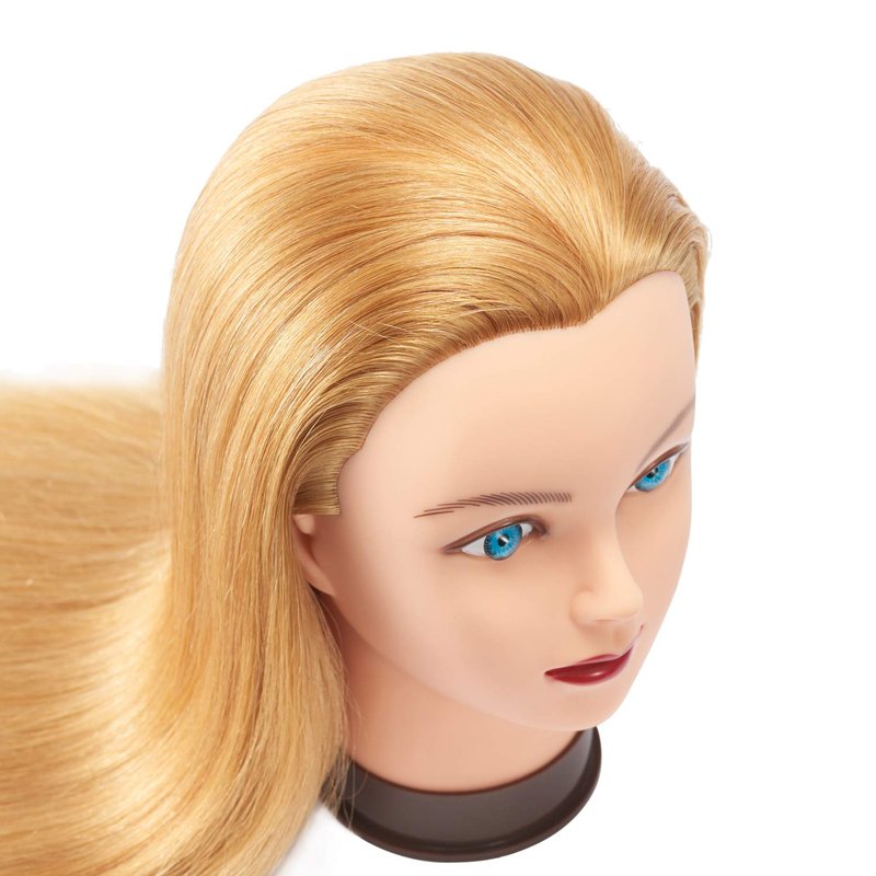 Headfix 20"-22" Hair Mannequin Head 100% Human Hair Hairdresser Practice Styling Training Head Cosmetology Manikin Doll Head With Clamp (6F1919LB0414H)
