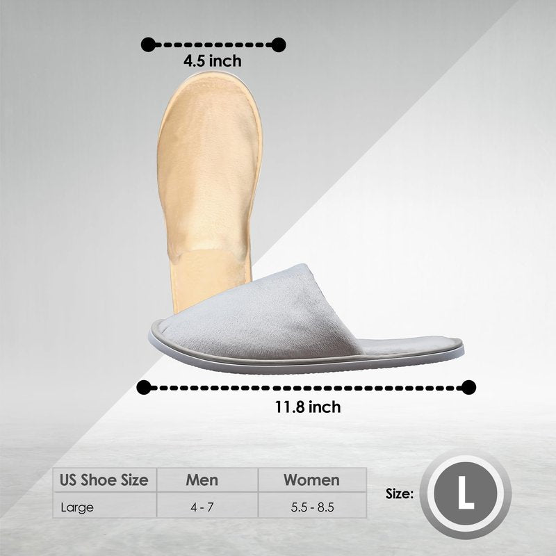 Modlux Spa Slippers 6-12 Pairs, Unisex Disposable Slippers Closed Toe Washable, Reusable, Bridal, Indoor, House, Bathroom, Bedroom, Hotel, For Guest (Grey and Beige, 12 Pairs)