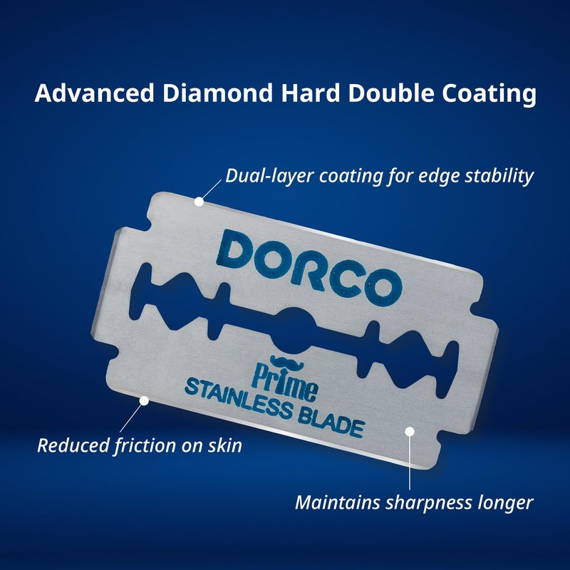 Dorco STP301 Prime Platinum Extra Double Edge Razor Blades 200 Count, Premium Stainless Steel Shaving Blades, Super Sharp for Smooth, Precise Shave, Stocking Stuffers