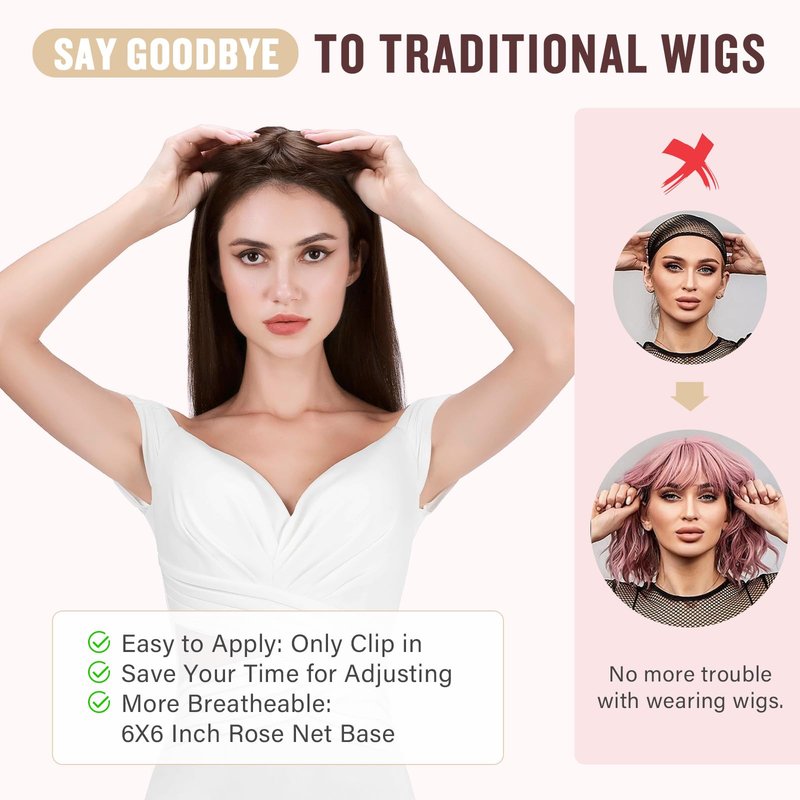 Hairro 18 Inch Long Hair Toppers Wavy with Side Bangs for Women, Clips In Synthetic Hairpieces Capless, for Adding Volume/Birthday/Party/Halloween/Cosplay Dress Up, Dark Brown