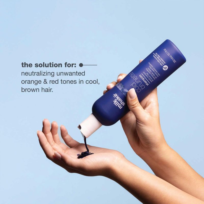milk_shake cold brunette shampoo | toning shampoo with blue pigment to neutralize orange and red in brunette hair | strengthens, boosts shine, and extends color | SLS/SLES-free | 1.7 Fl Oz (50 ml)