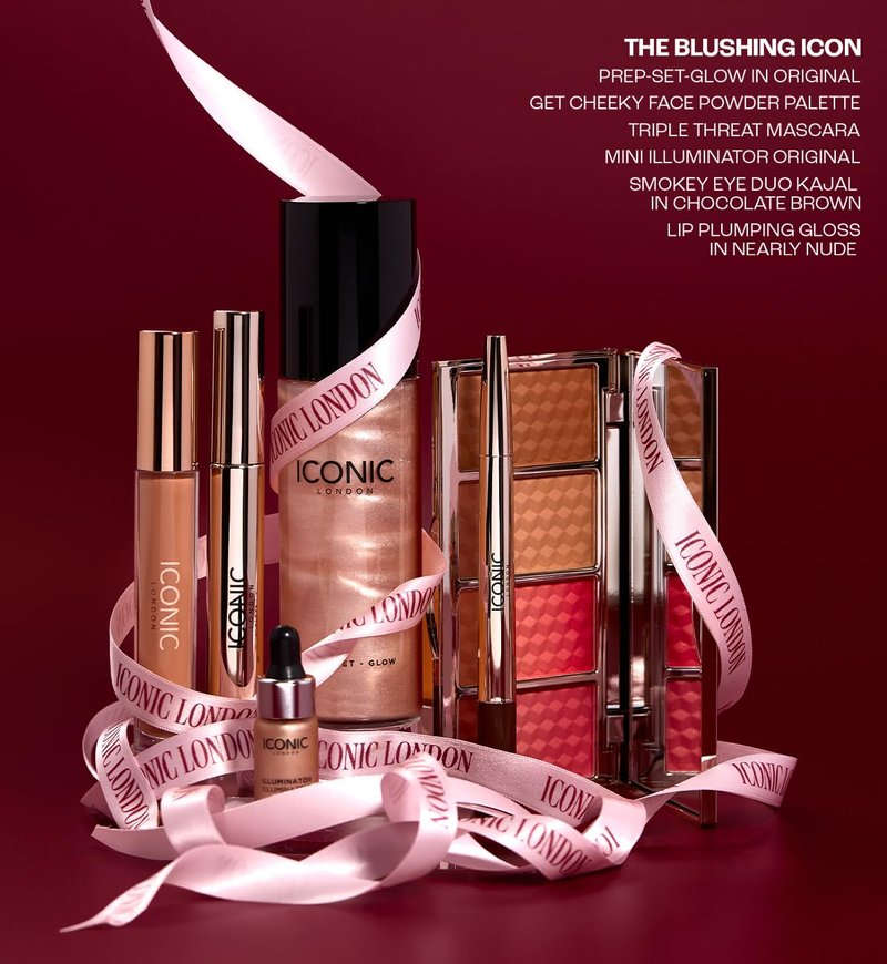 ICONIC LONDON The Blushing Icons Gift Set | 6 Piece Set, Includes Prep Set Glow and Other Makeup Bestsellers, Great for Gifting