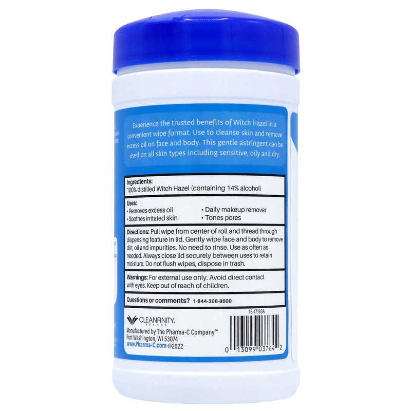 The Pharma-C Company - Witch Hazel Wipes [6 canisters] - Daily Toner & Astringent Cleansing Cloths for Face