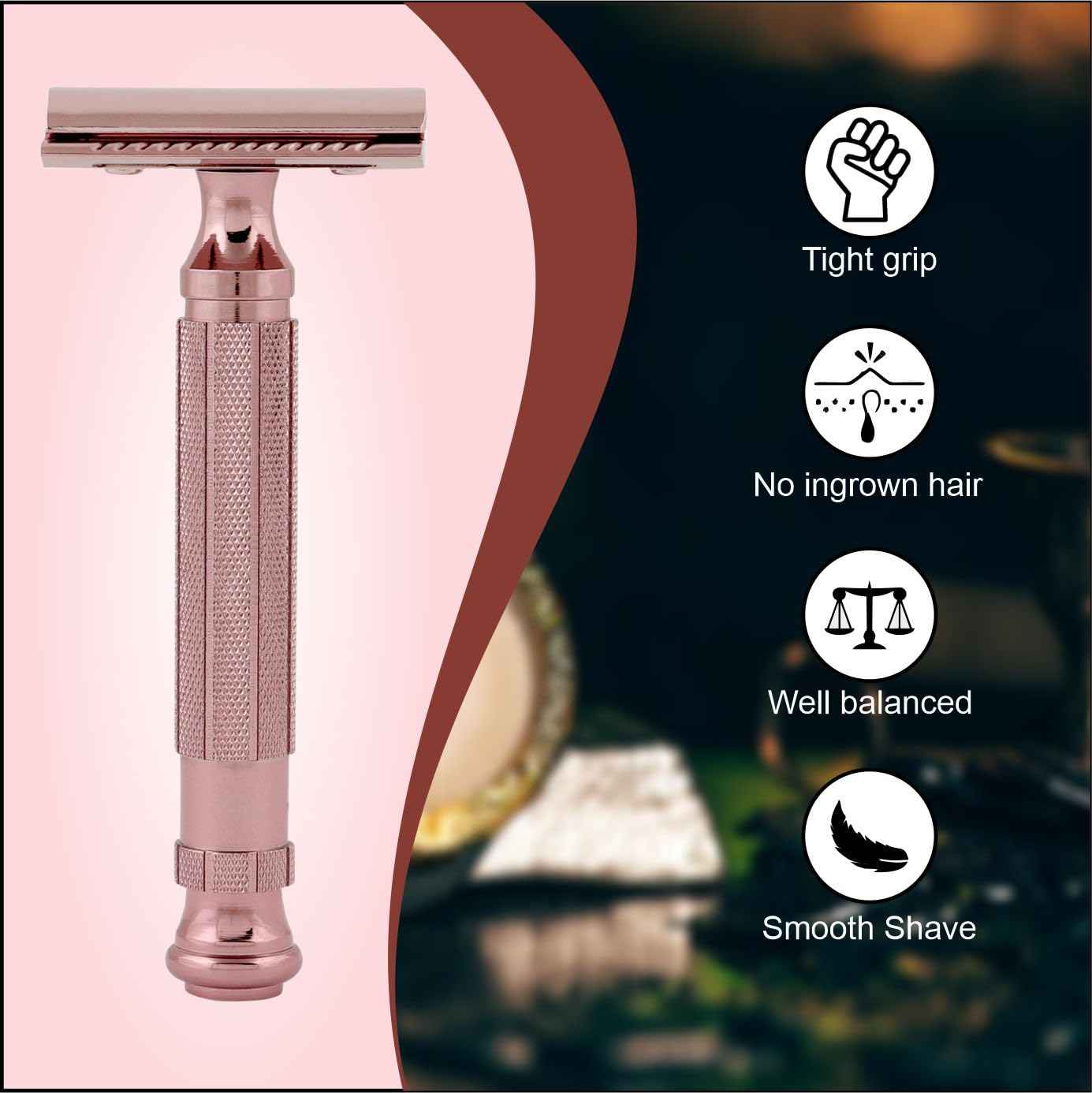 Pearl Shaving Double Edge Close Comb Safety Razor - Reusable Eco Friendly Metal Razor | Premium DE Men's Safety Razor