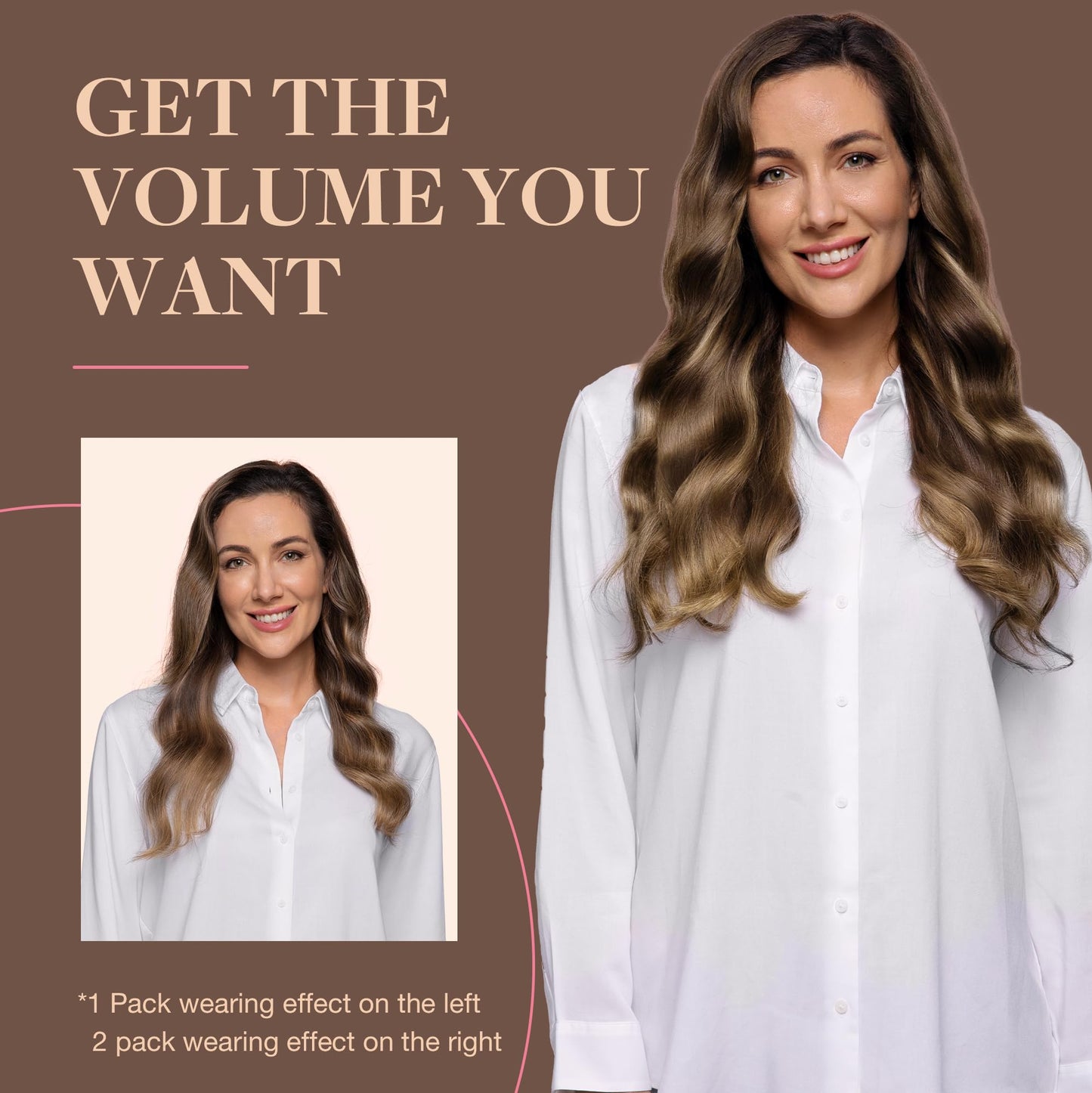 GOO GOO Clip in Hair Extensions Real Human Hair, Remy Human Hair Extensions Clip ins for Women, Natural Human Hair, 18inch 120g 7Pcs, 4/27/4 Balayage Chocolate Brown to Caramel Blonde
