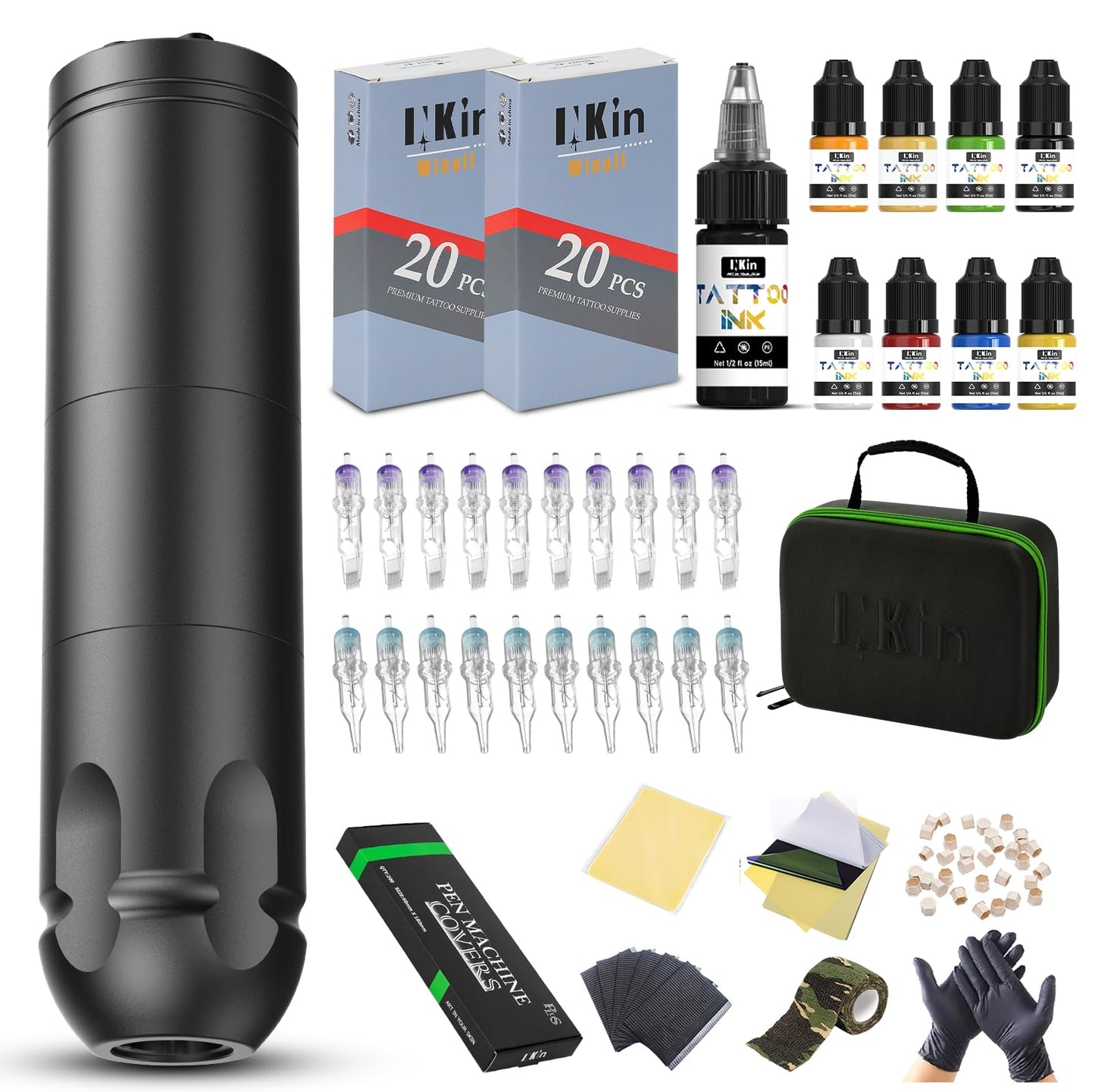 INKin Wireless Tattoo Machine for Beginners, Tattoo Gun with 3.5mm Stroke Length, Ultra-One Tattoo Pen Machine with 1600mAh Battery And LED Digital Display for Starters Play & Learn