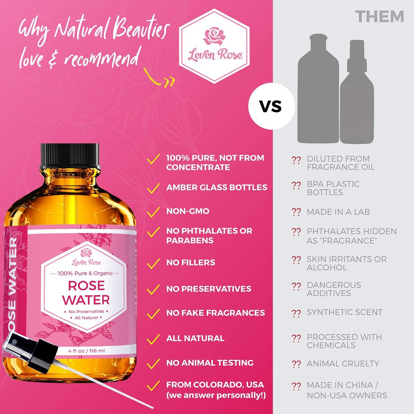 Jojoba Oil & Rose Water Facial Toner Bundle - Hydrating Moisturizer for Skin, Hair, Body & Nails | 4 oz Each