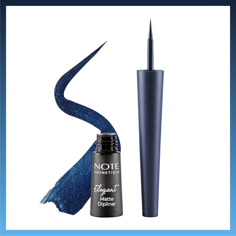 NOTE Cosmetique Elegant Matte Dipliner - Smudgeproof Liquid Eyeliner with Felt Tip - Waterproof Eyeliner - 03 Navy Blue - 0.085 oz