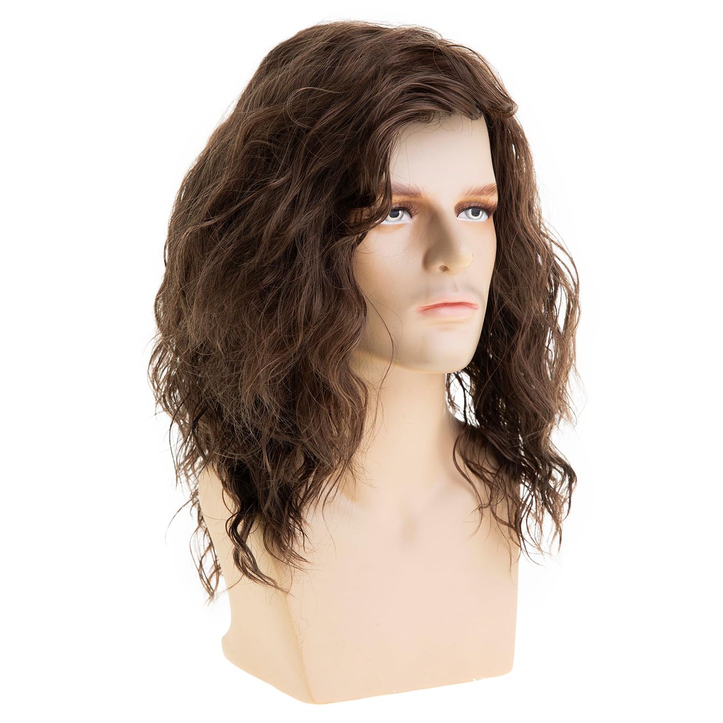 RicHyun Short Brown Wavy Wigs for Men Synthetic Heat Resistant Cosplay Party Hair Wig