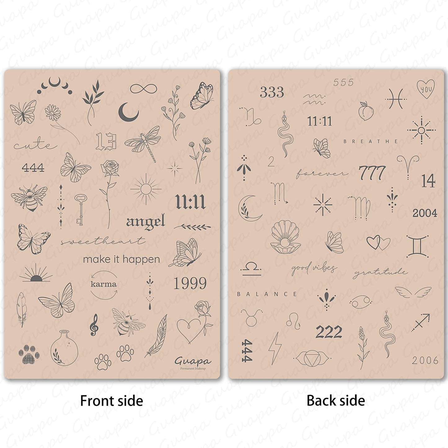 MARLLOGIVA 2pcs Tiny Tattoo Practice Skin Pad with more 80 Stencil Designs Perfect for Mastering Tiny Tattoo Essential Techniques (Pink Skin)