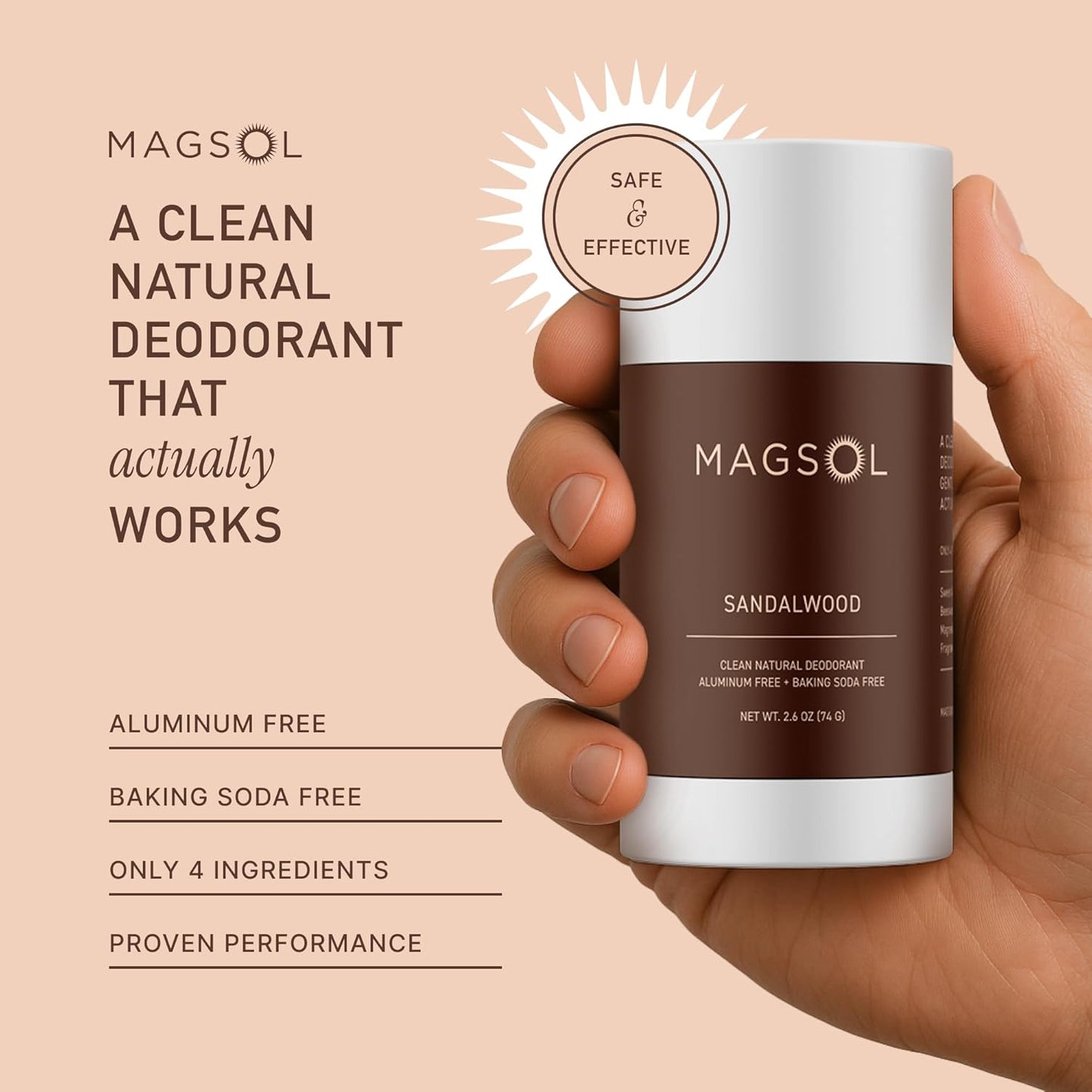 Natural Deodorant for Men & Women - Aluminum-Free Sandalwood Scent | 2 Pack