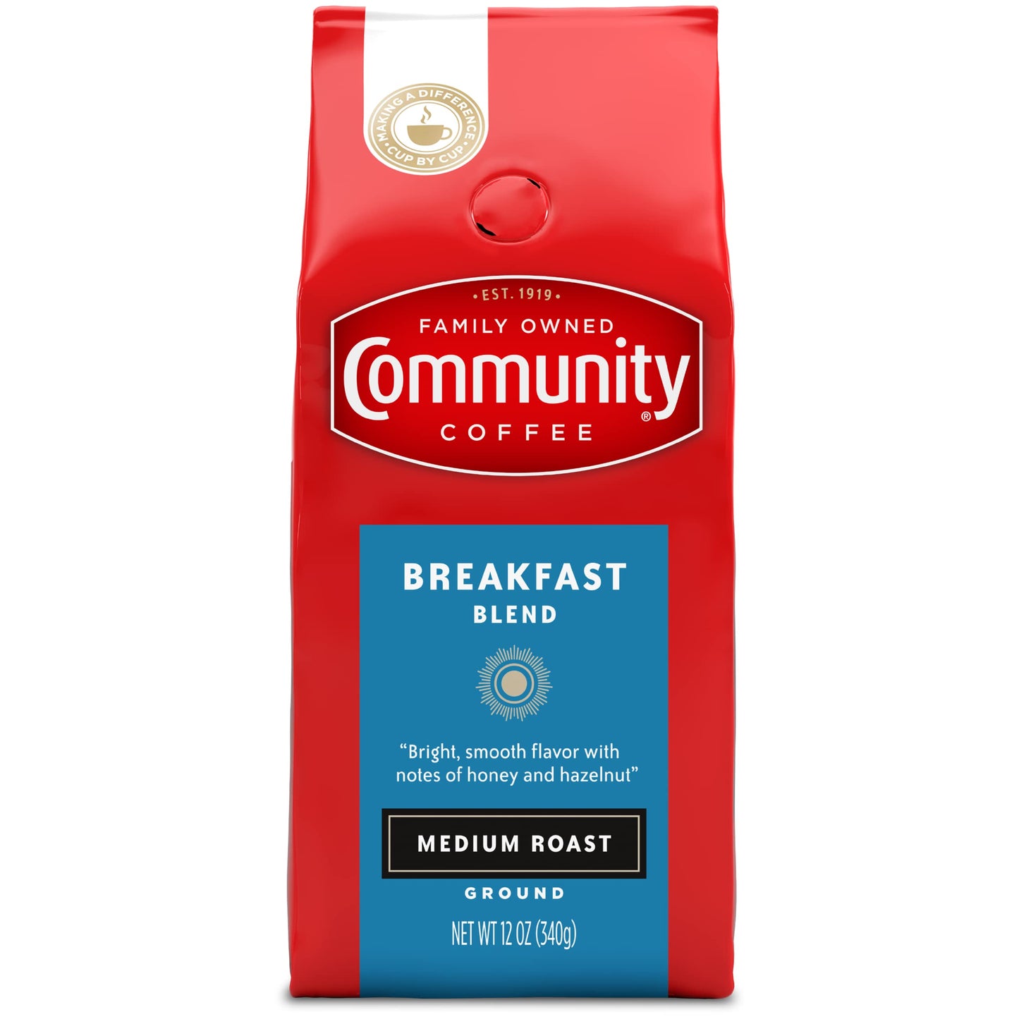 Community Coffee Breakfast Blend, Ground Coffee, Medium Roast, 12 Ounce Bag (Pack of 1)