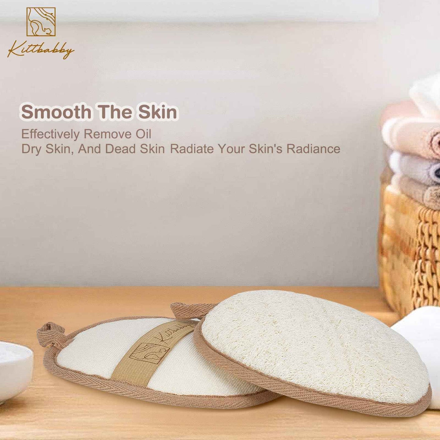 Natural Loofah Body Scrubber - Exfoliating Bath & Shower Sponge for Women, Men & Kids - Soft Facial & Back Scrub Pads - Eco-Friendly - Perfect Travel Gift Set for Family (3 Pack)