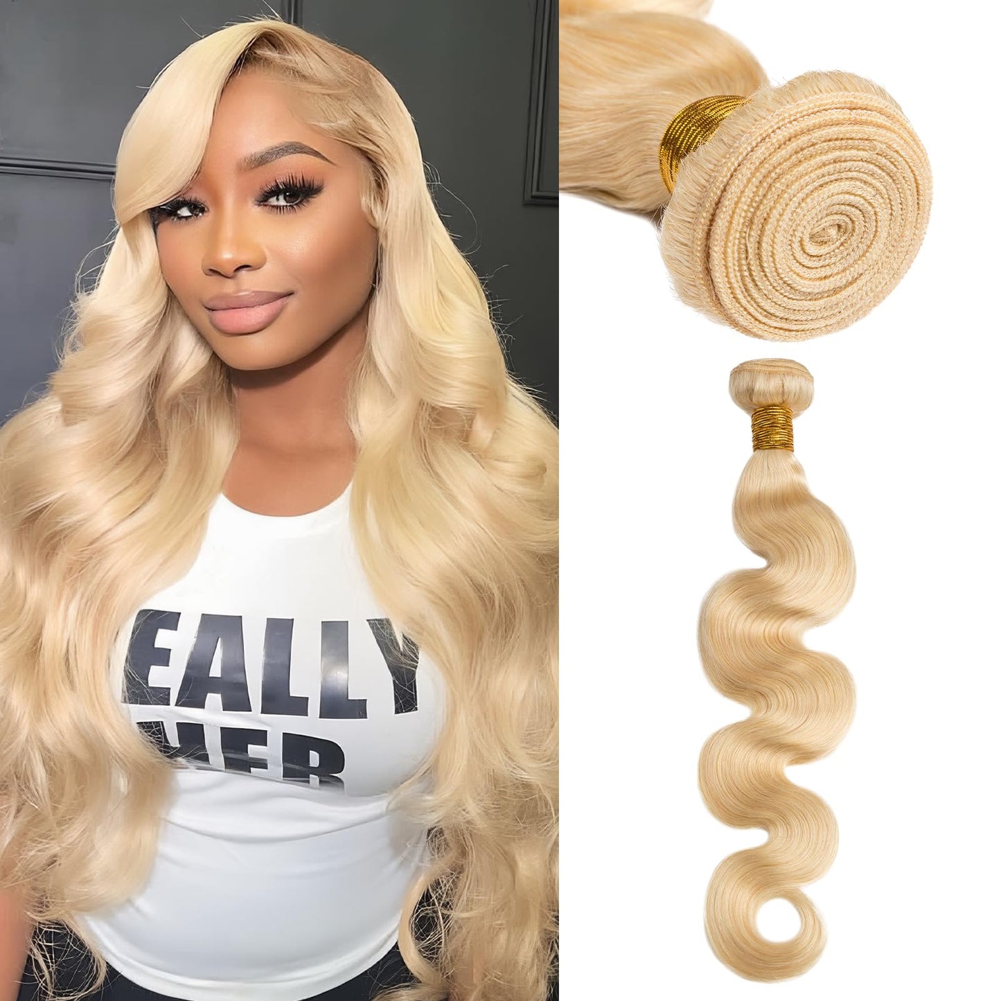 Human Hair Bundles Body Wave Blonde Color, 16 Inch - 1 Bundle - #613, Antousha Body Wave Bundles Human Hair 12A Brazilian Virgin Wavy Hair Bundles for Women