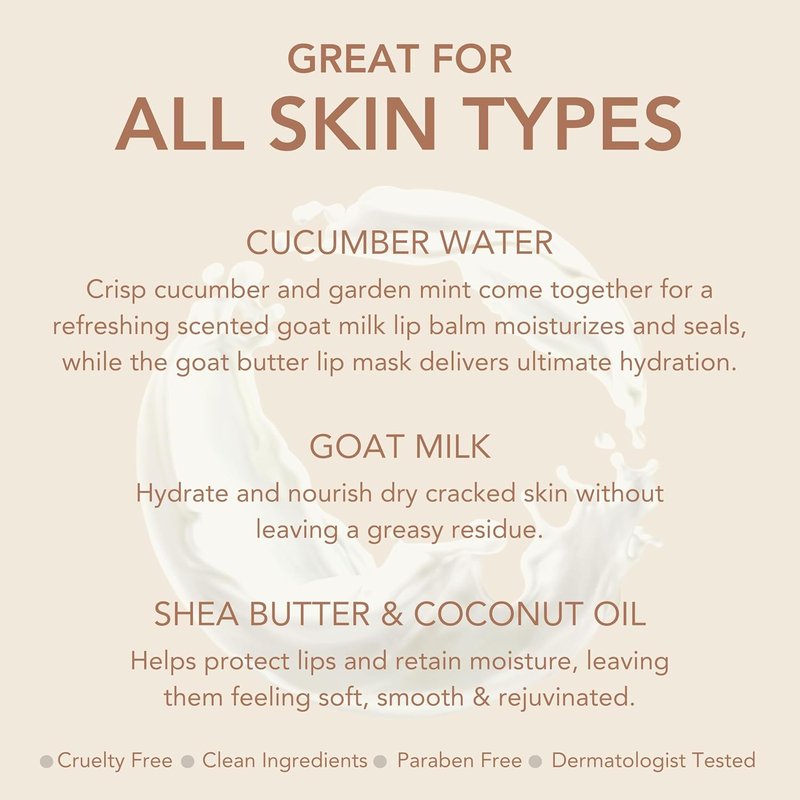 Goat Butter Overnight Lip Mask & Cucumber Water Lip Balm Set - Hydrating Duo for Soft Lips