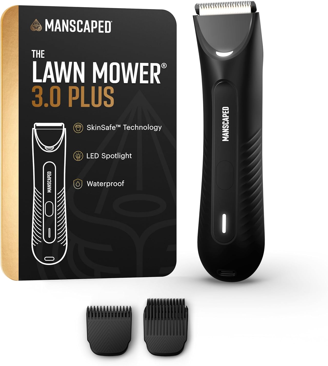 Lawn Mower 3.0 Plus Groin & Body Hair Trimmer - Waterproof, USB-C Rechargeable, Tuxedo Black