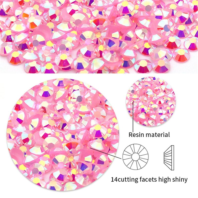 1440 Pcs SS20 5mm Flatback Rhinestones for Nails Art Crafts Glitter Round Gems AB Crystals DIY Clothes Shoes （Light Pink AB）