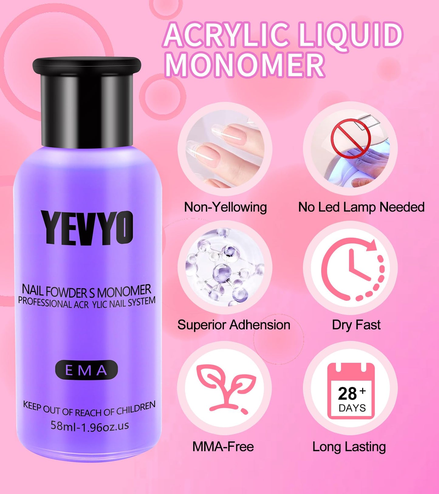 YEVYO Acrylic Nail Kit, 24 Color Glitter Acrylic Powder Monomer Liquid Set, Nail Kit Set Professional with Everything Acrylic Brushes and 200 Pcs Nail Tips for Extension Beginner