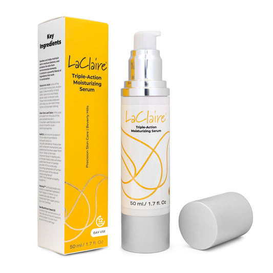 LaClaire Triple-Action Daily Moisturizing Serum – 70% Organic, Paraben-Free Hyaluronic Acid + Aloe Vera + Green Tea – Hydrates, Soothes & Protects – 50 mL