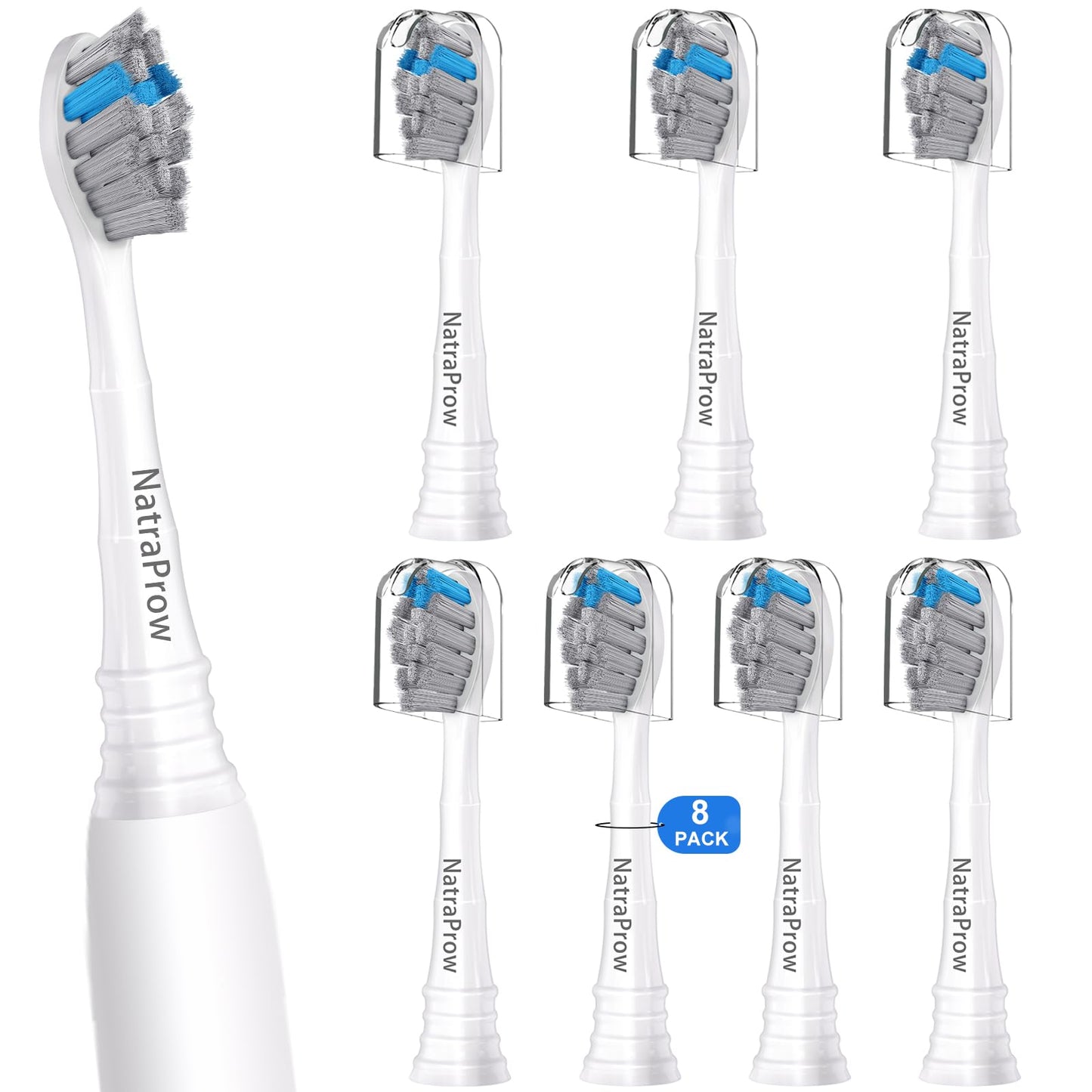 Replacement Brush Heads Compatible with Philips Sonicare Electric Toothbrush, Charcoal/Blue 8 Count Refills