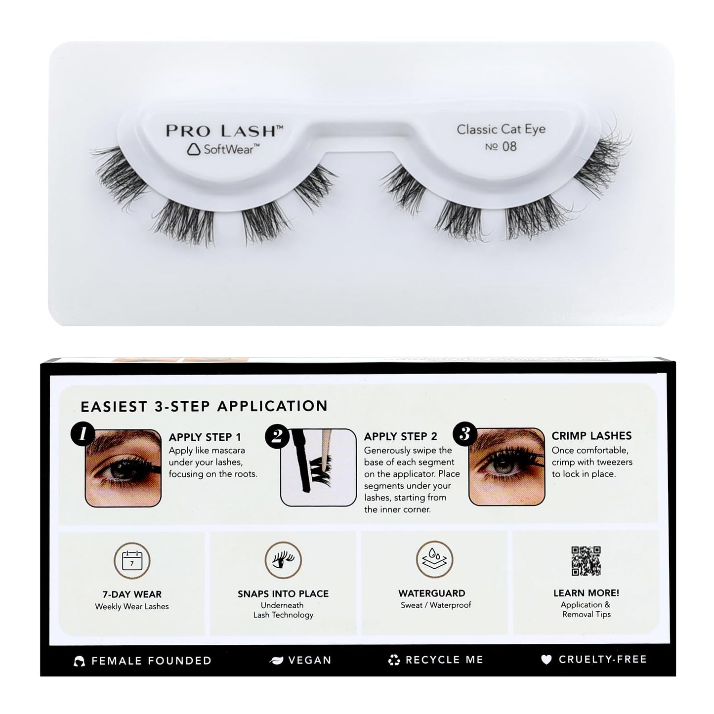 Pro Lash SoftWear Professionally Styled Lash Clusters - Seamless, Lightweight Lashes - 7-Day Cluster Eyelash Extensions - Waterproof Lashes Clusters - Single Set - Classic Shorties No. 05 Black