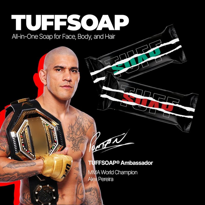 4-in-1 Men’s Fragrance Soap Bar | Natural All-in-One Body, Face, Hair & Shaving - 11 oz, TUFF RED (Energy) / TUFF GREEN (Skin Protection)