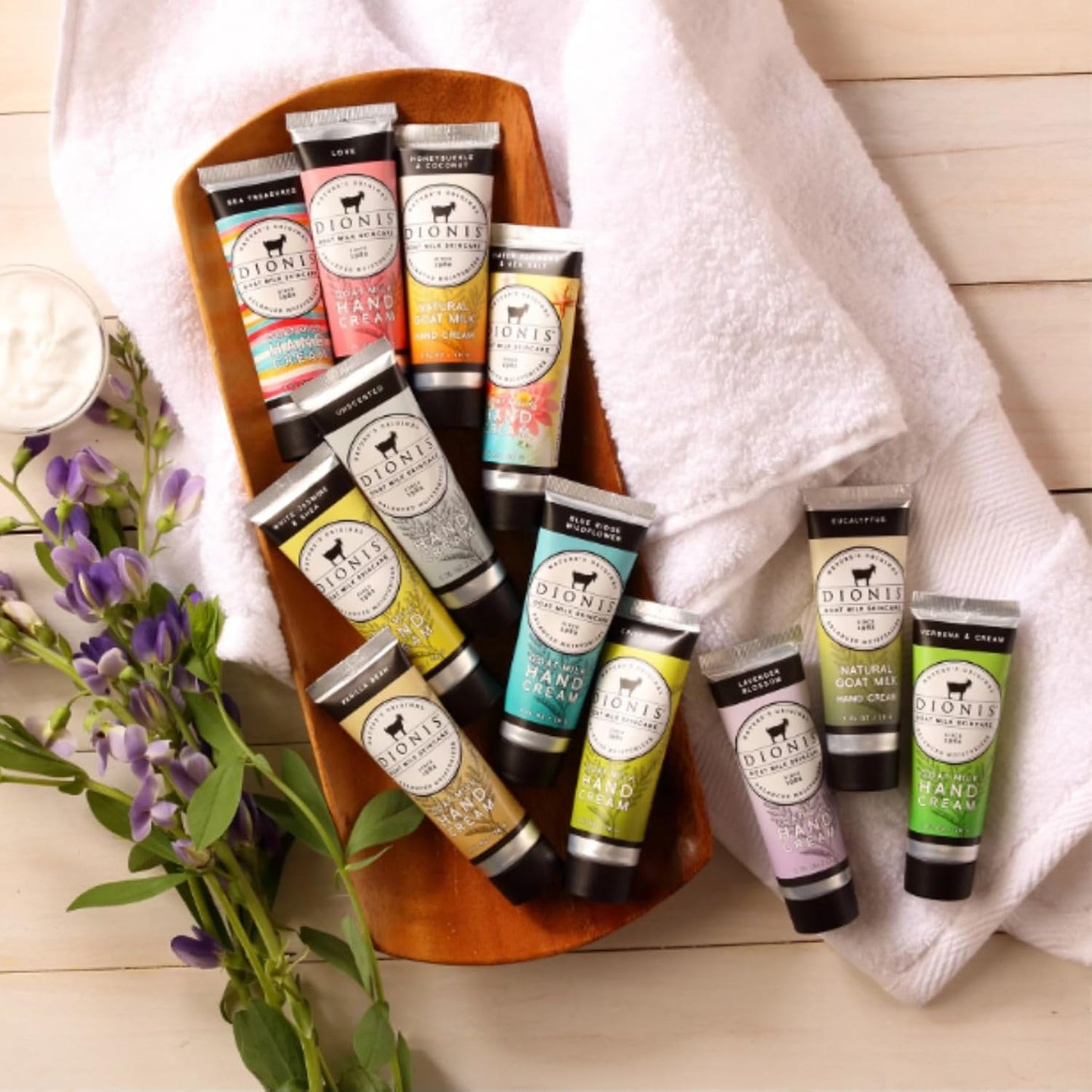 Dionis Goat Milk Hand Creams - 5 Pack of 1 oz Moisturizers | Coconut, Peppermint, Sea Treasures, Sugarberry, Vanilla Bean
