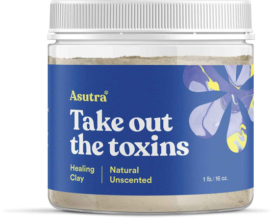 ASUTRA Indian Healing Clay Mask, 1 lb - For Skin & Hair Care, Deep Pore Cleansing, Soften, & Brighten Complexion, Anti-Blemish Acne Treatment, Anti-Aging Properties, Unscented Sodium Bentonite Clay