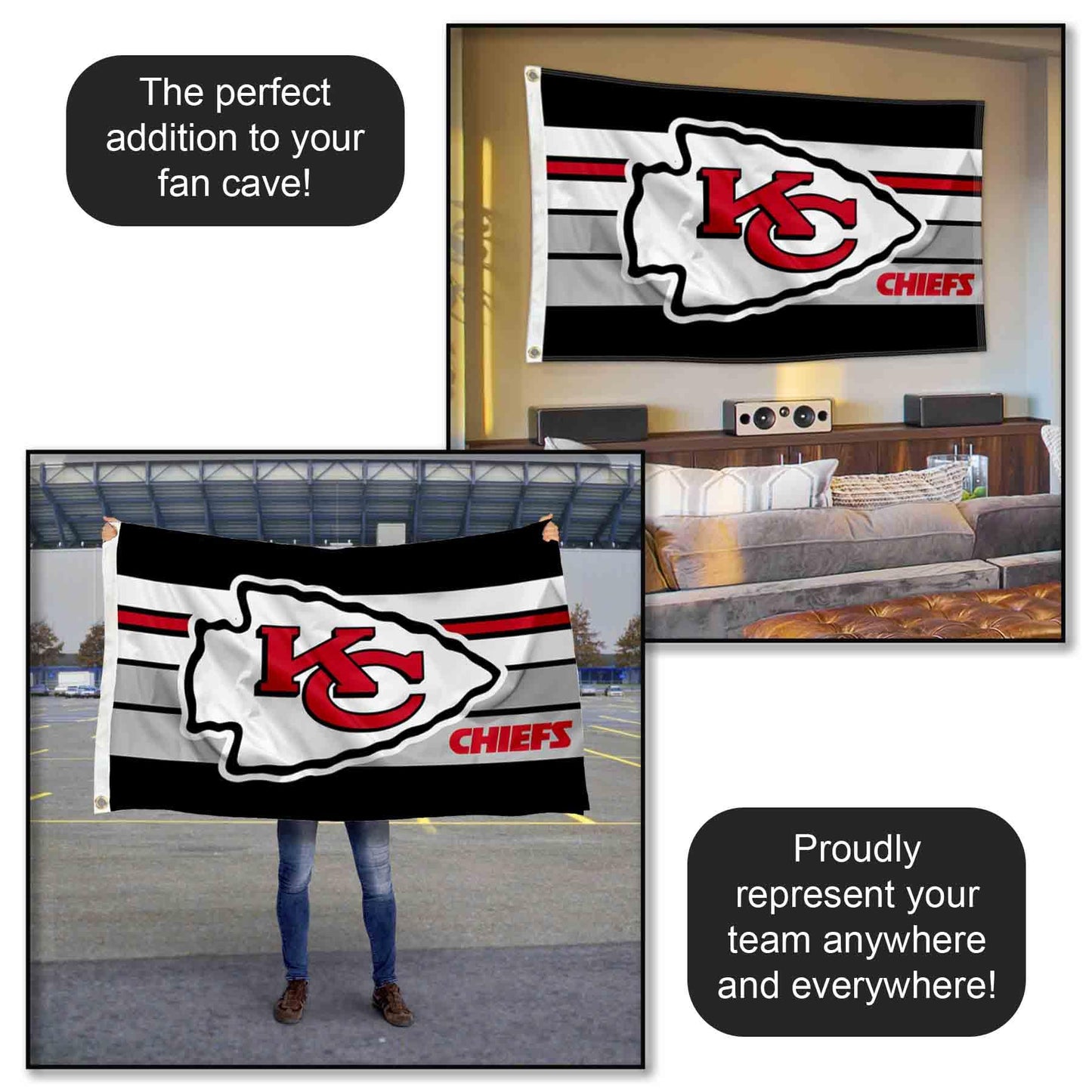 WinCraft Kansas City Chiefs Retro Stripes Large 3x5 Flag