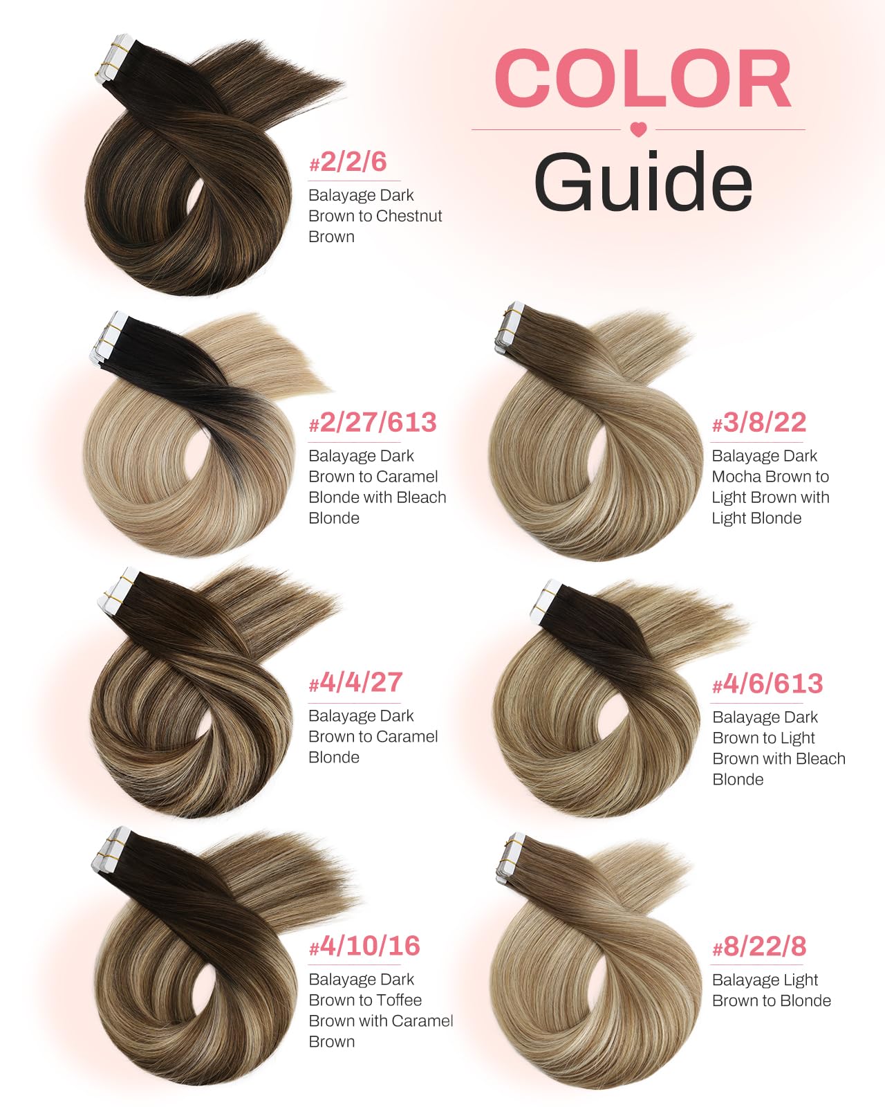 Moresoo Tape in Hair Extensions Ombre Human Hair Tape in Extensions Balayage Dark Brown to Medium Brown Mix with Blonde Human Hair Extensions Glue in Real Hair 18 Inch #4/6/613 20pcs 50g