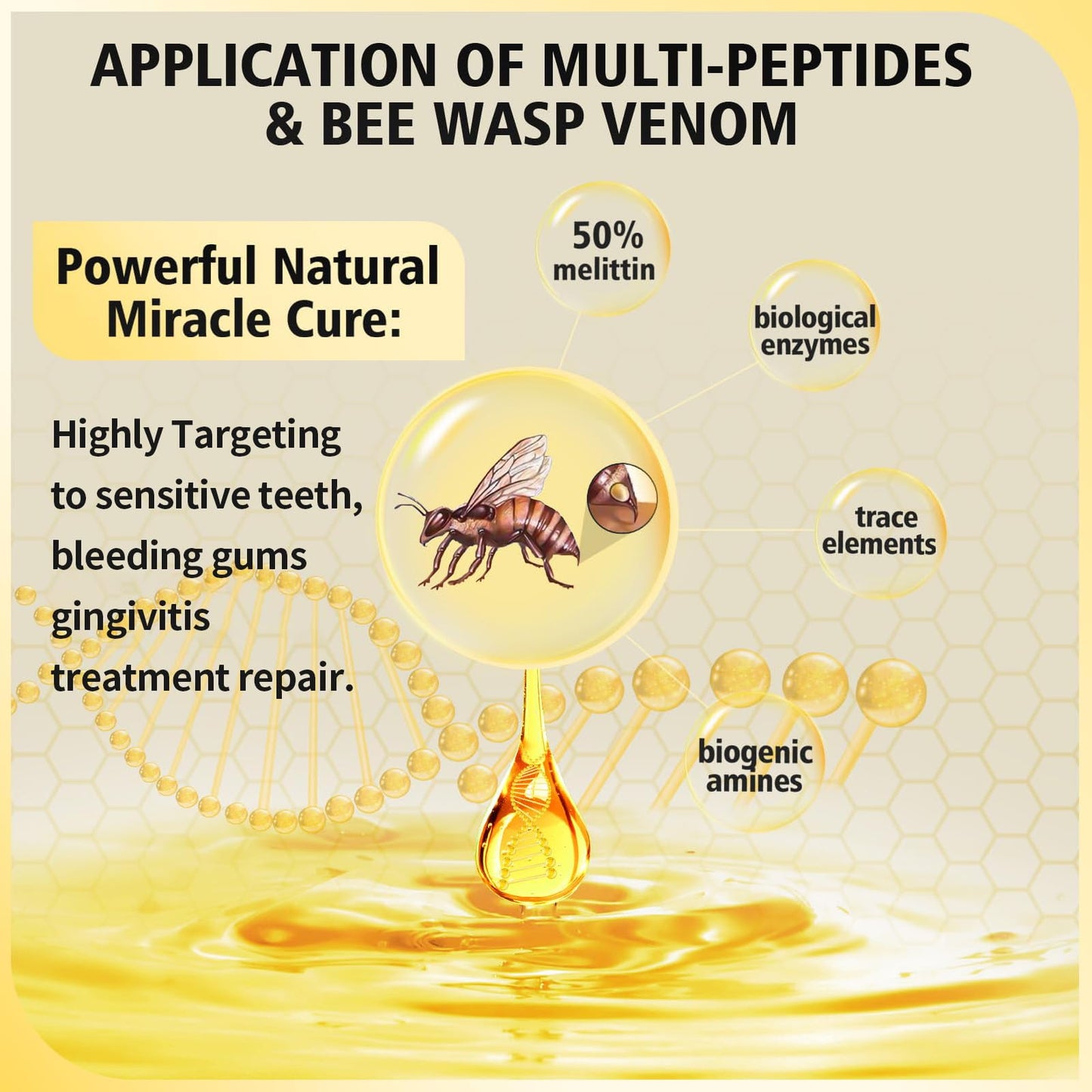 KeLeek 2PCS Bee Wasp Venom Peptides Toothpaste for Sensitivityand Gums Problems -Oral Care, Redness & Swelling Gums, Bad Breath,Plaque-12 HoursRefreshing -3.7 OZ
