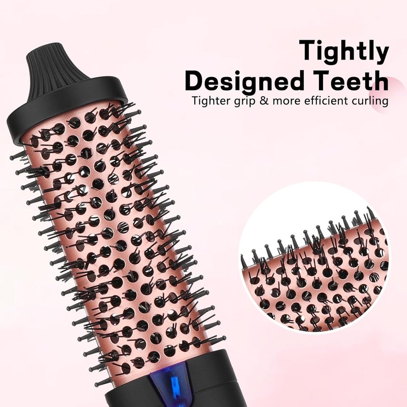 Heated Round Brush with Negative Ion Technology - 38MM Curling Iron & Hair Straightener for All Hair Types