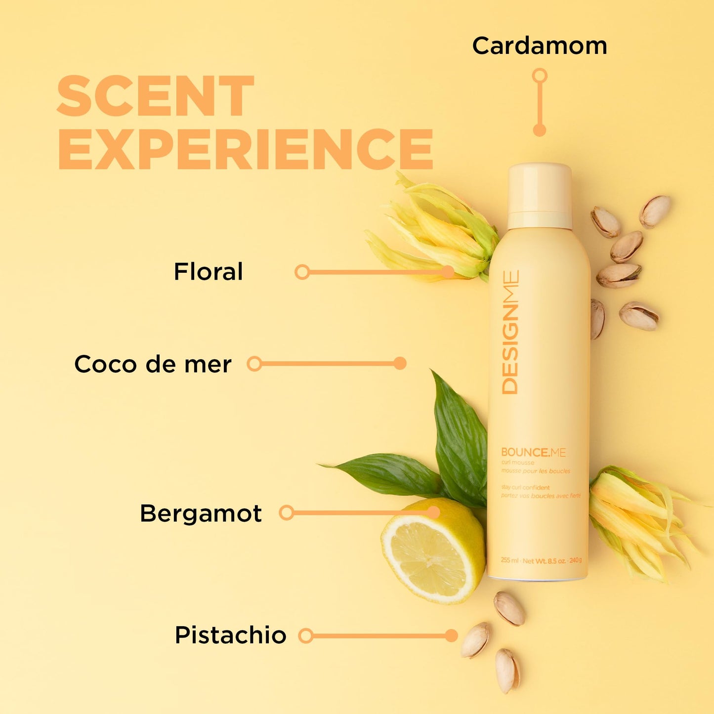 Design.Me BOUNCE.ME Curl Mousse | Lightweight Curl Defining Mousse for Wavy & Curly Hair | Frizz Control, Humidity Resistant, Alcohol-Free Mousse for Hair Styling | CGM Approved