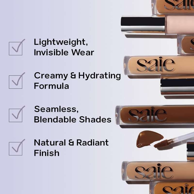 Saie Hydrabeam Under Eye Brightener - Sheer + Hydrating Concealer with Glycerin, Squalane + Cucumber Extract - Brightening Under Eye Concealer + Corrector for Even, Glowing Skin - Shade 7 (0.2 oz)