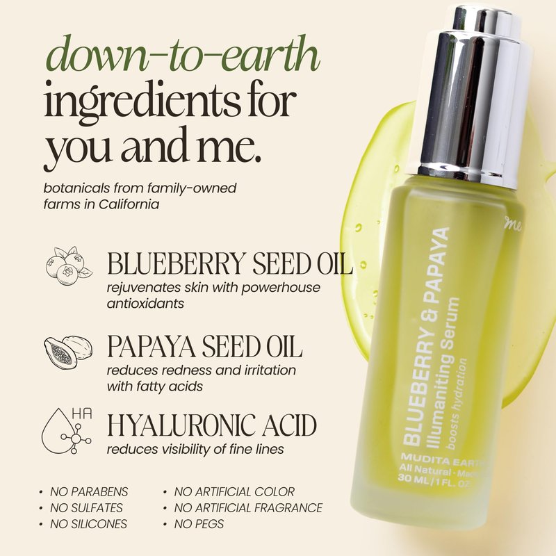 Barrier Repair Serum for Eczema, Dry Patches and Sensitive Skin | Bi-Phase Antioxidant Serum for Glass Skin, Glow and Pore Minimizing | Dermatologist-Tested | 1 fl oz | Mudita Earth