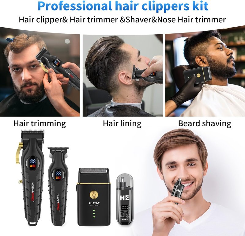 Professional Cordless Hair Clipper Set for Men - Beard Trimmers, Electric Foil Shaver & Nose Hair Trimmer | Rechargeable Grooming Kit