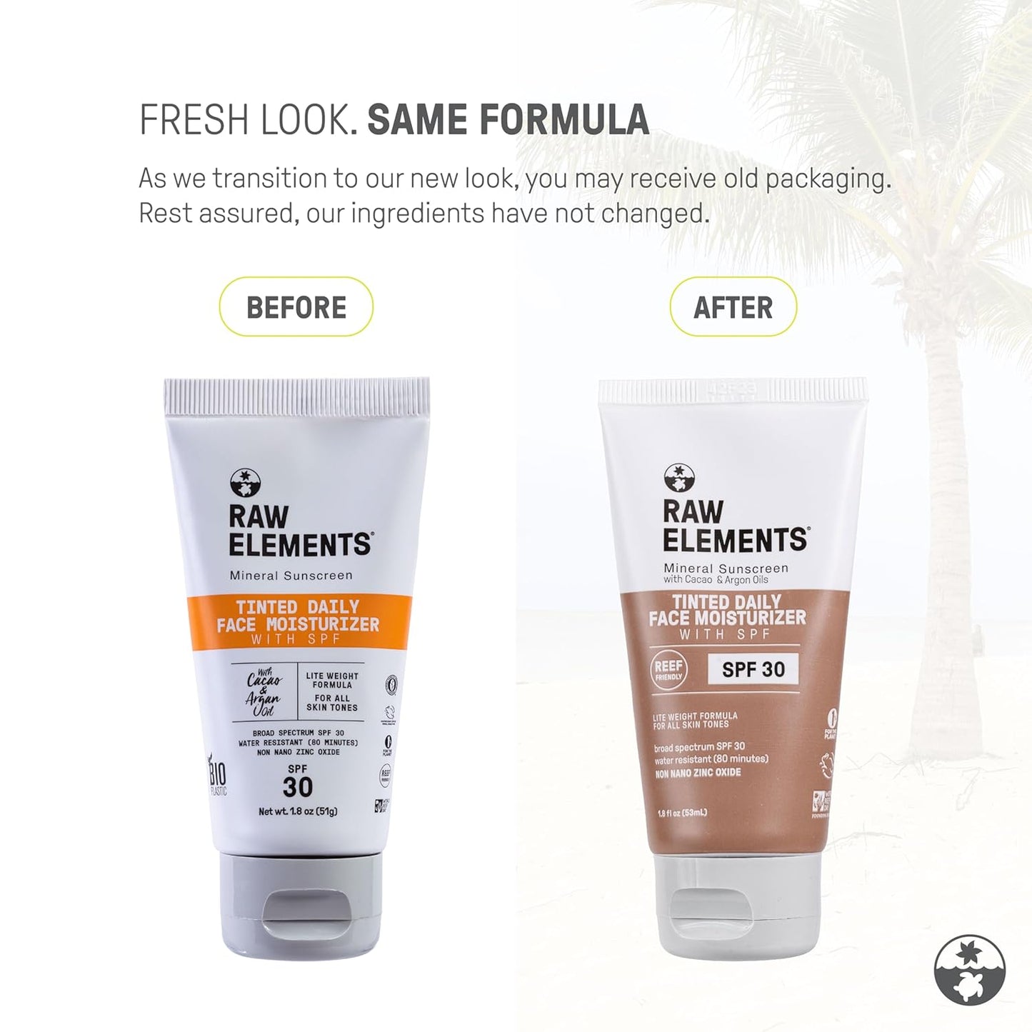 Raw Elements Tinted Daily Face Moisturizer - All-Natural Mineral Sunscreen | SPF 30, Reef Safe, 1.8oz