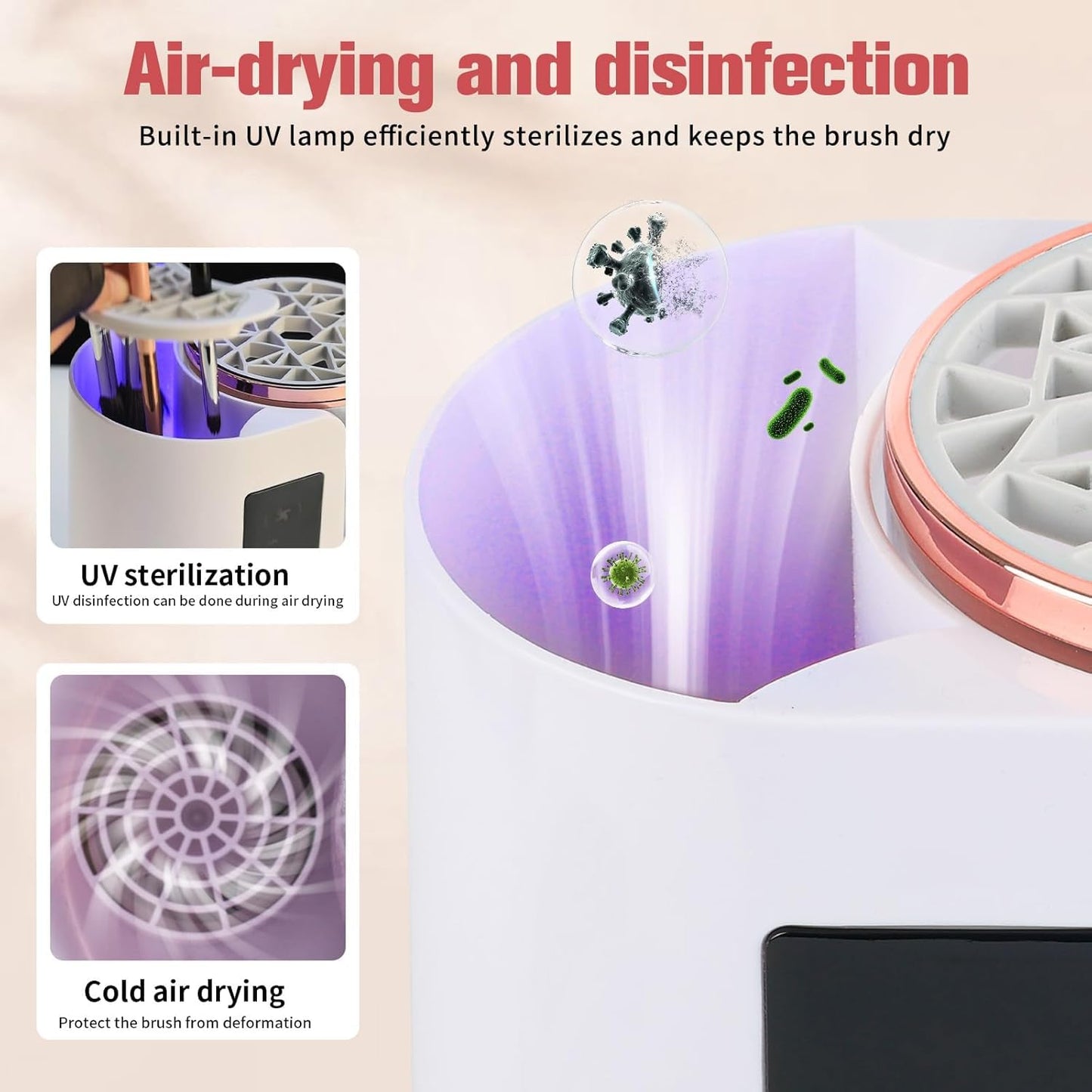 3 IN 1 Electric Makeup Brush Cleaner Machine With Makeup Brush Dryer-Holder-Portable Automatic USB Cosmetic Brushes Cleaner Tool for All Size Beauty Makeup Brush Set,Contour, Eyeshadow, Blush Brush