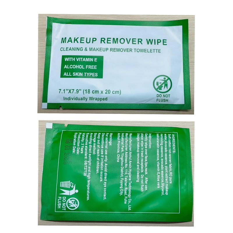 HAIFOTRVA Individual Makeup Remover Wipes Bulk - Pack of 200,Green Individually Wrapped Face Cleansing Wipes Travel Size for Mascara,Lipstick,Skin Care,Hotel Toiletries