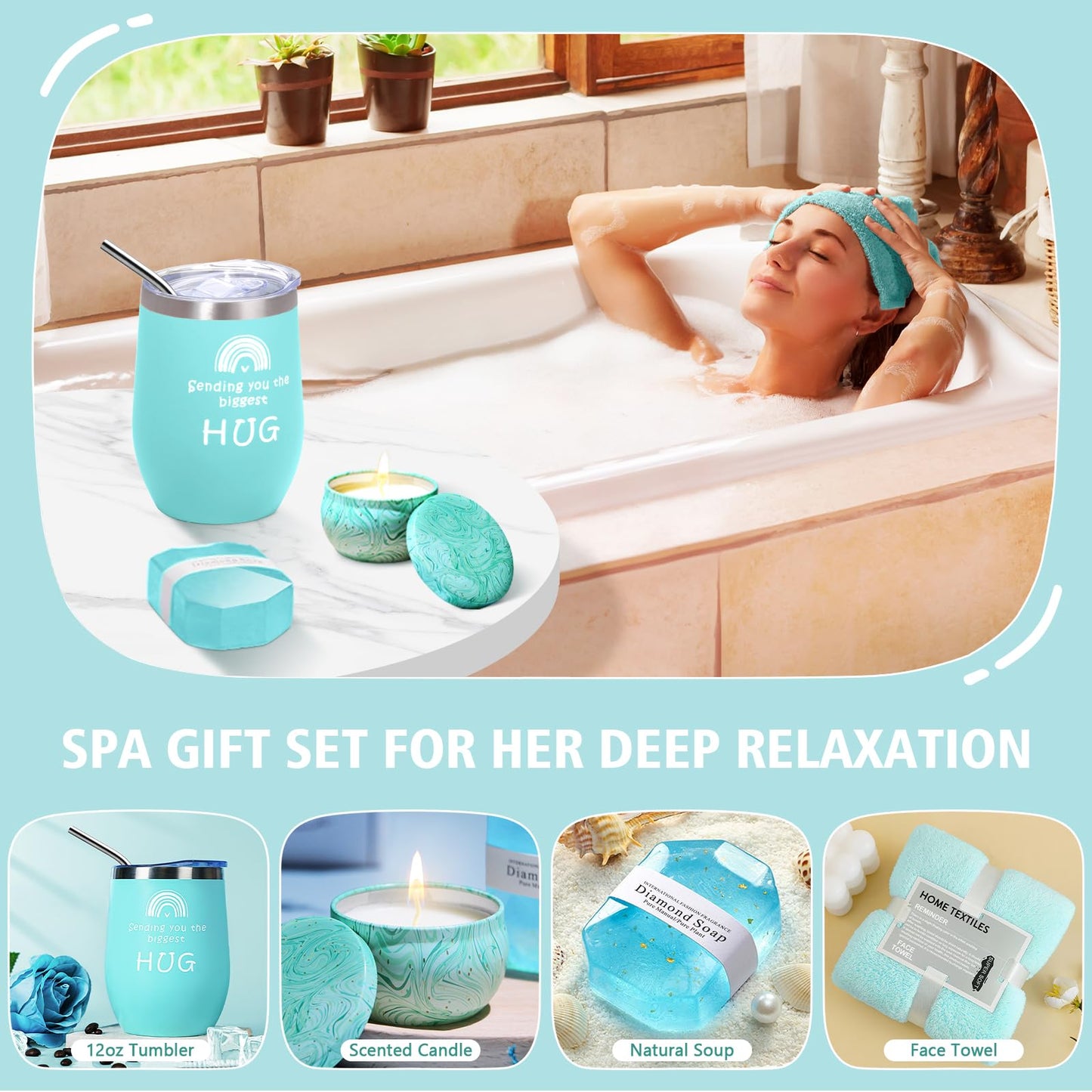 Self Care Gifts for Women, Get Well Soon Gifts Basket Care Package, Birthday Gifts Box for Women, Relaxing Bath Spa Gifts Set, Thinking of You Surgery Recovery Gift for Her Mom Girl Friend Sister Wife