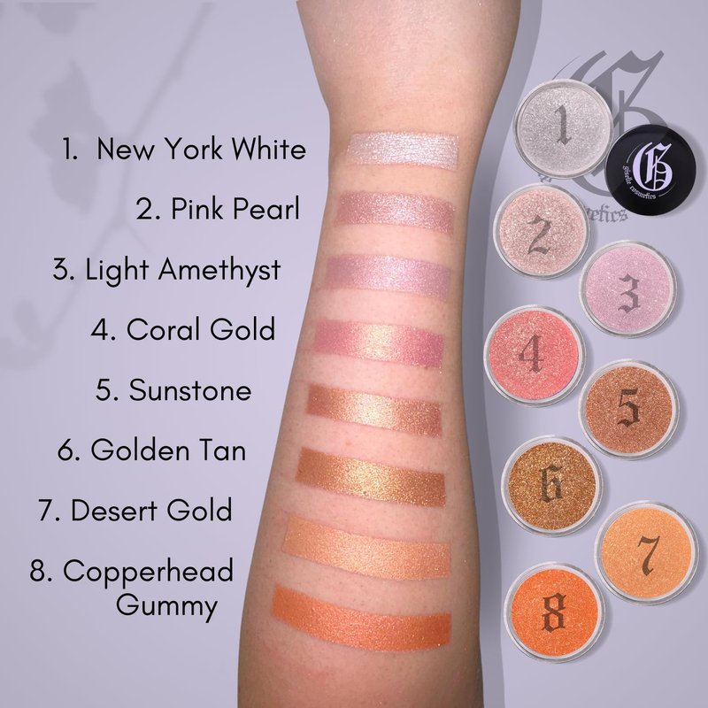 Giselle Cosmetics New York White Mineral Eyeshadow - Organic Eye Shadow Palette Makeup, Loose Powder Eyeshadow, Talc-Free, Shimmery, Glitter, Sparkly, Cream & Base Eye Makeup