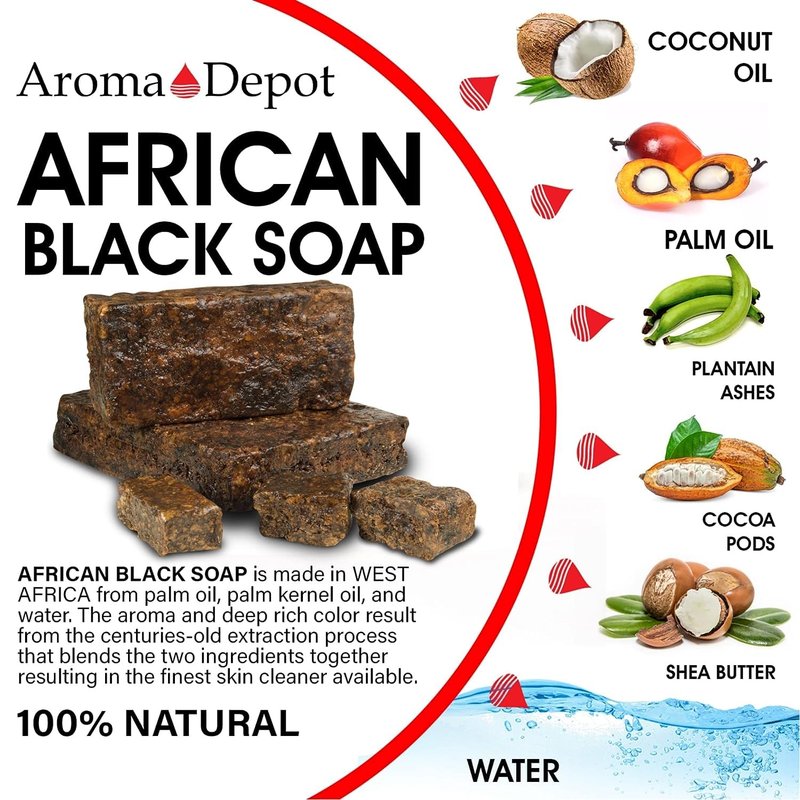 Aroma Depot Raw African Black Soap Bars From Ghana (3 lbs.)