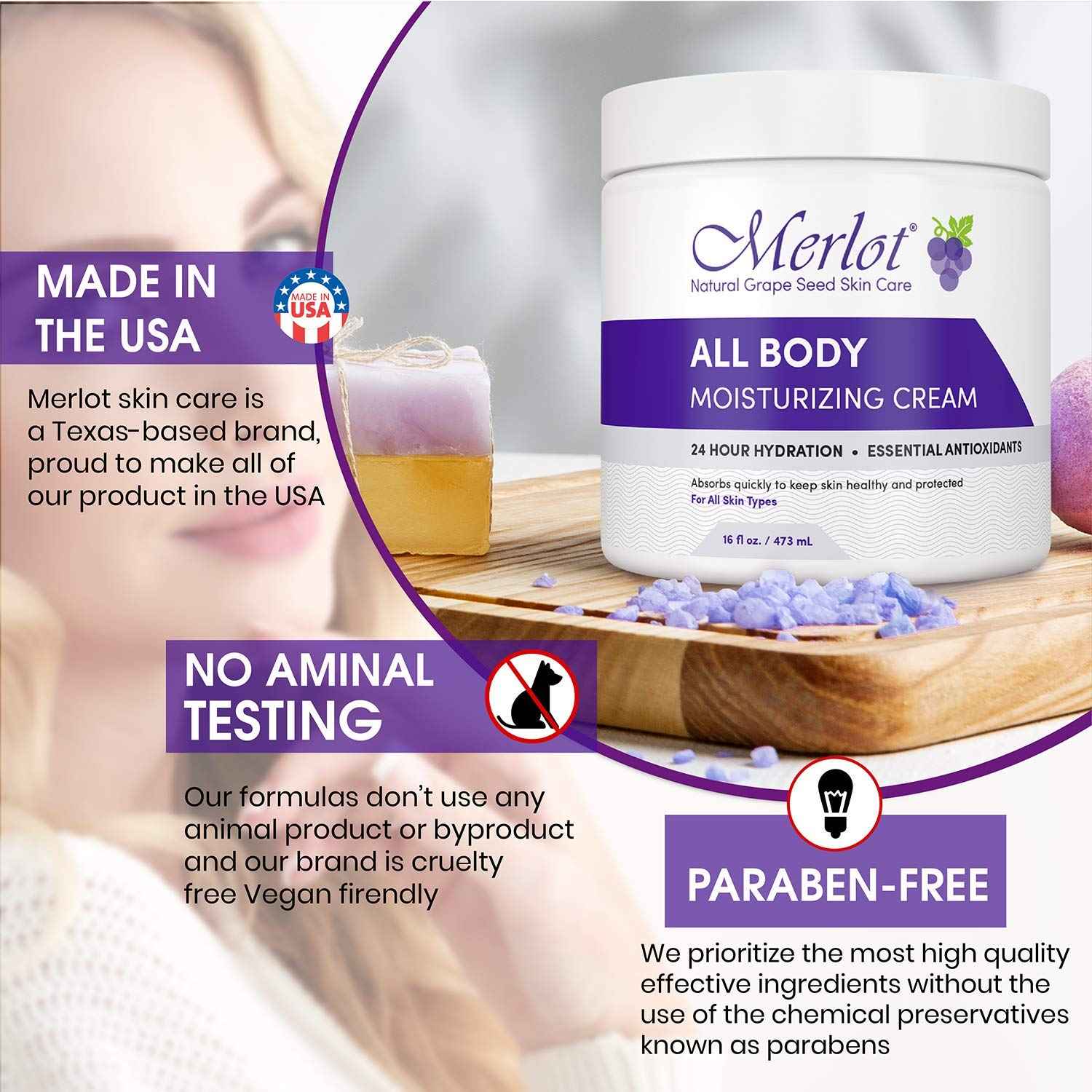 Merlot MOISTURIZING All BODY CREAM FOR ALL SKIN TYPES | 16 OZ